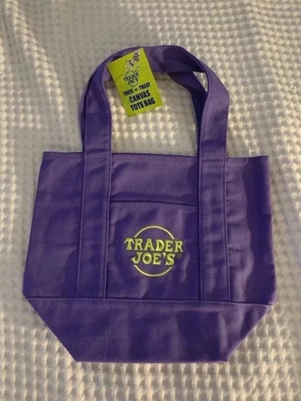 Trader Joe's Purple Canvas Trick or treat tote bag NWT